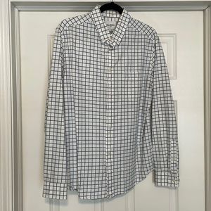 Mens Blue and White Plaid Shirt